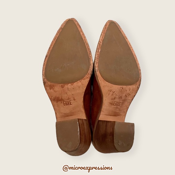 Frye Faye Shootie Cognac Leather Western Southern Embroidered Cowboy Heel Bootie - Picture 9 of 11